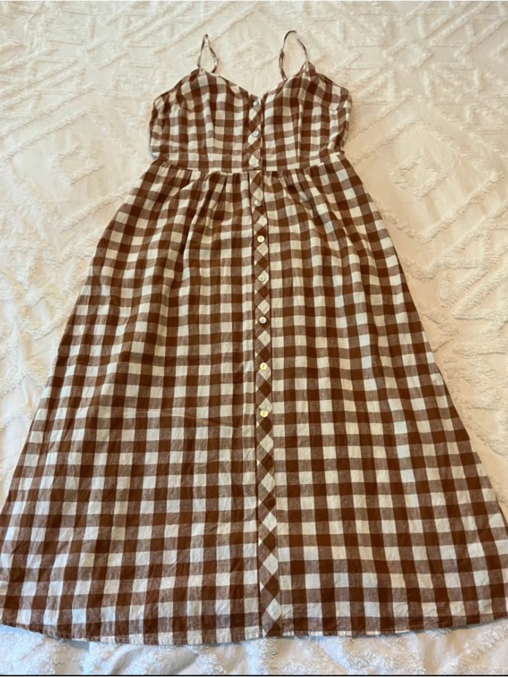a new day Brown and White Gingham Midi Dress
